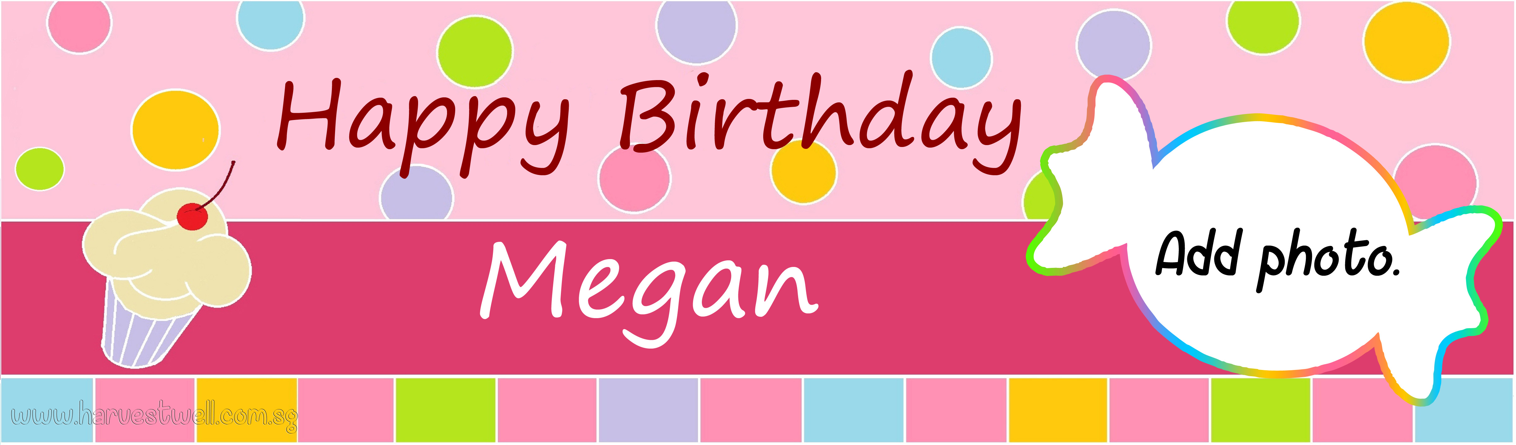 HBD Sweet Cupcake Pink Customized Banner Singapore
